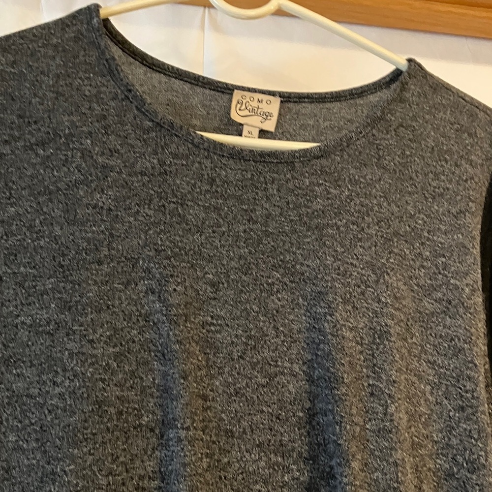 Como Women’s Vintage XL Long Sleeve Dark Grey Pullover Top w/side lace-ups - Picture 4 of 8